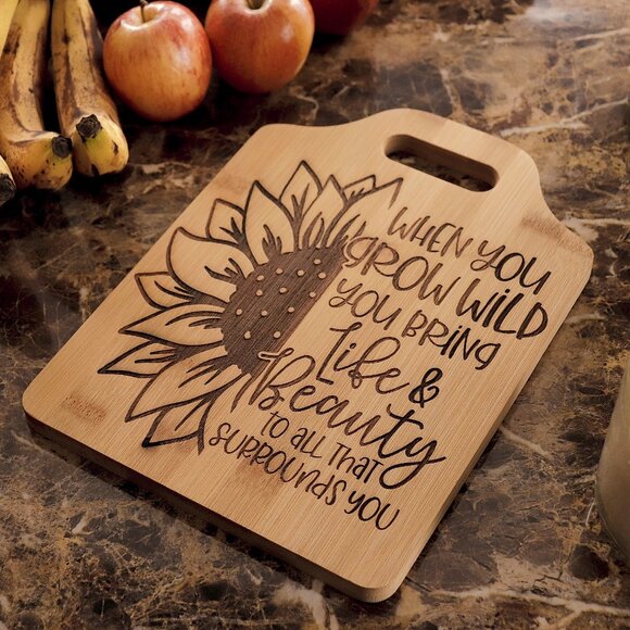 When You Grow Wild Sunflower Engraved Cutting Board - Picture 1 of 2